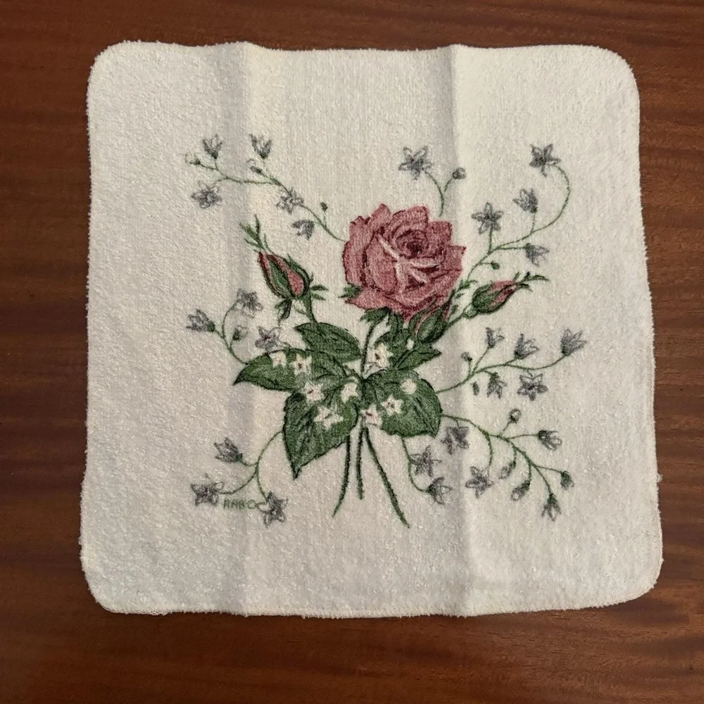 R.A.‎ Briggs Vintage Rose Towel Set – 3 Pc Bath Hand Washcloth – 1987 USA NOS